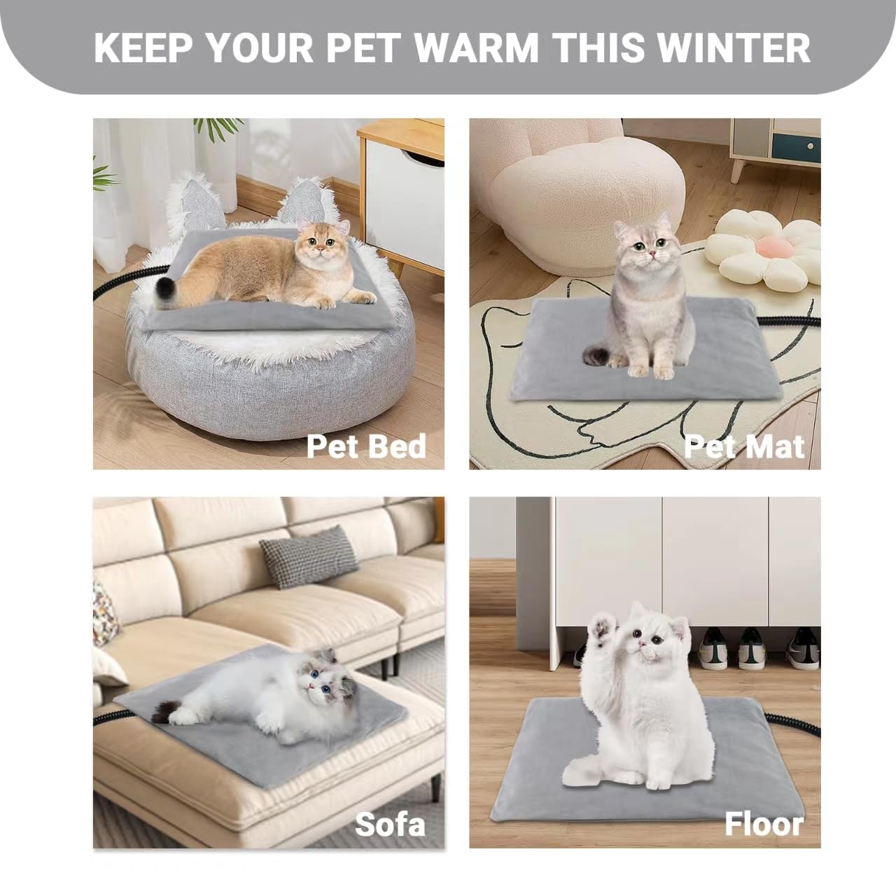 ZALALOVA Pet Heating Pad for Dogs,20x16in Cats Heating Pad Indoor Electric with Timer, 9 Level Temperature Dog Heating Pad Waterproof Heated Dog Pad Mat