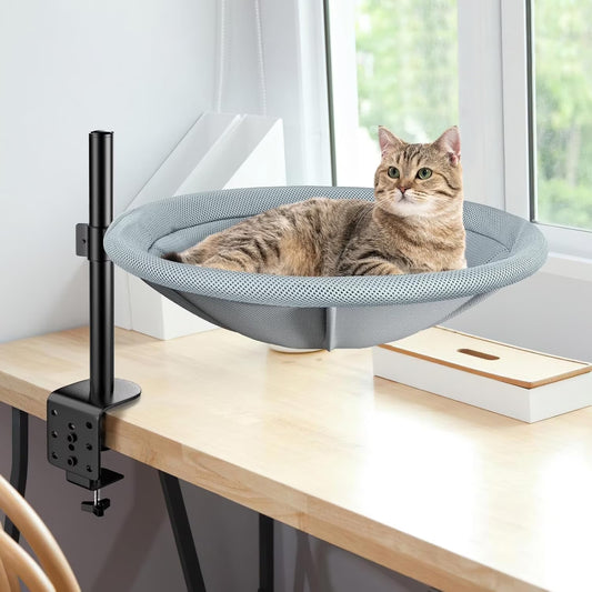 ZALALOVA Cat Desk Bed – Cat Bed for Indoor Cats with Adjustable Height & 360°Rotation, Cat Hammock for Desk with 2 Washable Pads, Supports up to 45lbs
