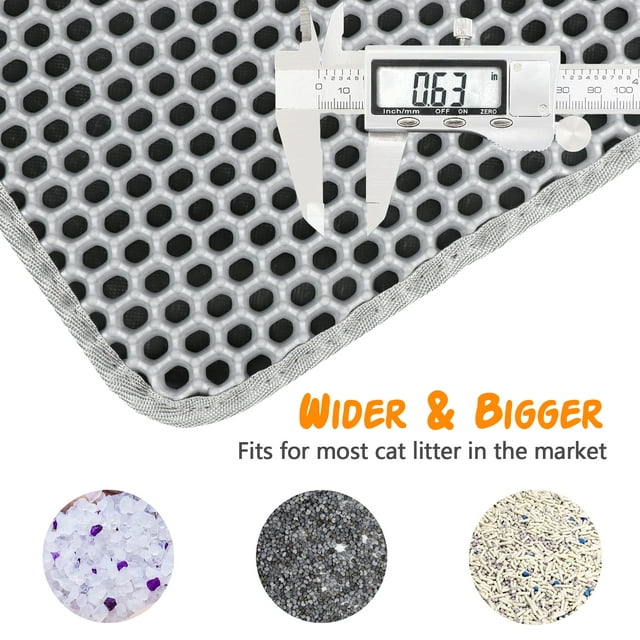 ZALALOVA Cat Litter Mat Kitty Litter Mat for Litter Box, 24 x 15 inch Honeycomb Easy to Clean, Soft on Paws, Non-Slip, Waterproof Cat Mat (Gray)