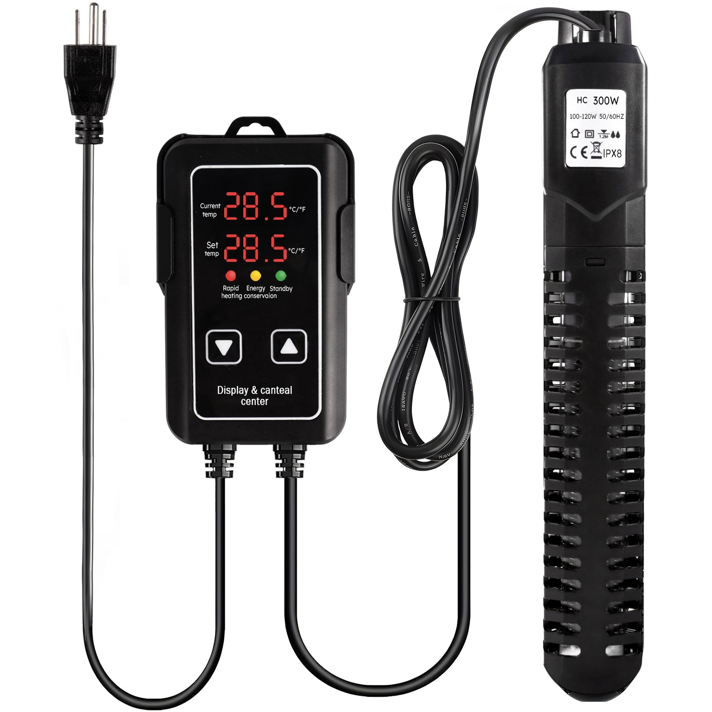 ZALALOVA Aquarium Heater, 300W Fish Tank Heater with LED Digital Display with Over-Temperature Protection, Submersible Aquarium Heater with 2 Suction Cup for Saltwater and Freshwater
