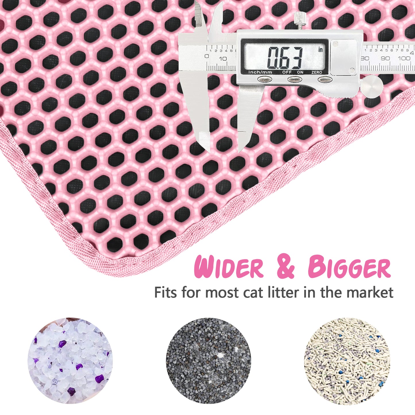 ZALALOVA Cat Litter Mat Kitty Litter Mat for Litter Box, 30 x 22 inch Four-fold Honeycomb Easy to Clean, Non-Slip, Waterproof Cat Mat Large (Pink)
