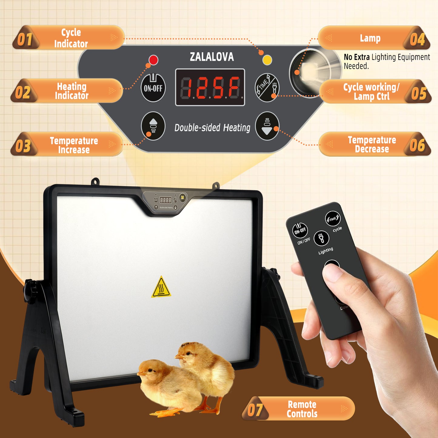 Zalalova 16.5" x 12" Chicken Brooder Heater, Dual-Heating Chick Heating Plate for Brooders with Remote Control, Adjustable Temperature & Height,Chicken Warmer for Poultry- up to 45 Chicks