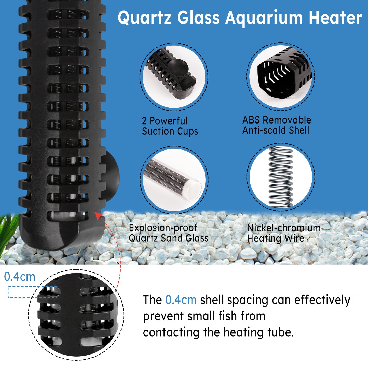 ZALALOVA Aquarium Heater, 500W Fish Tank Heater with LED Digital Display with Over-Temperature Protection, Submersible Aquarium Heater with 2 Suction Cup for Saltwater and Freshwater