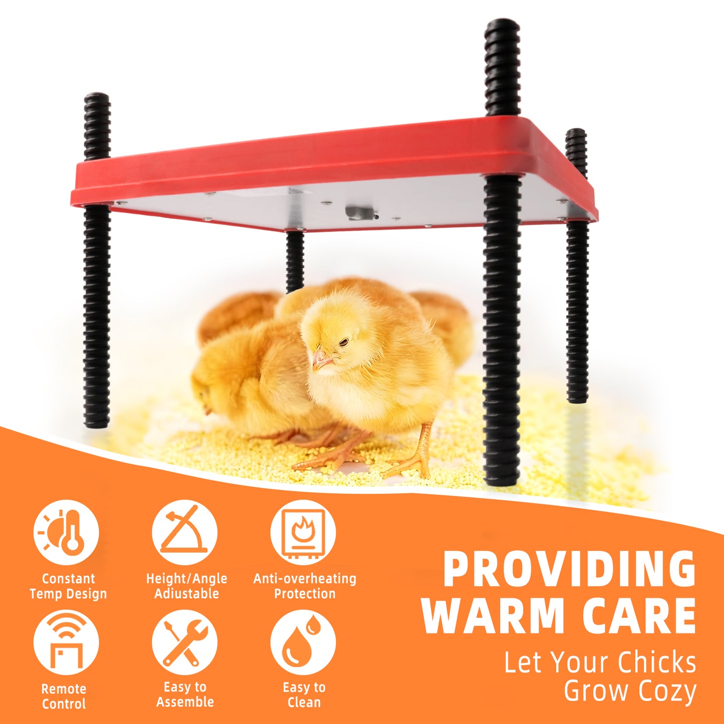 ZALALOVA 12" x 12" Brooder Plate for Chicks with Temperature Adjustable and Display, Chick Heater Plate Heating With Remote Control- Up to 30 Chicken