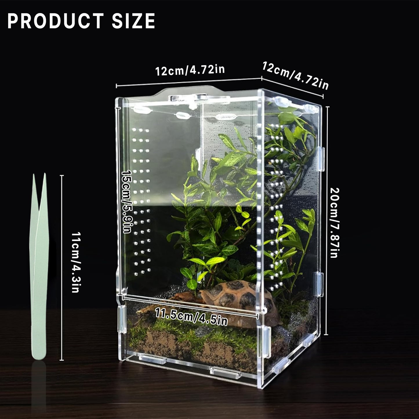 ZALALOVA Acrylic Jumping Spider Enclosure - Insect Terrarium for Spiders, Reptiles Habitat for Praying Mantis, Tarantula, Snail, Hermit Crab, Frog