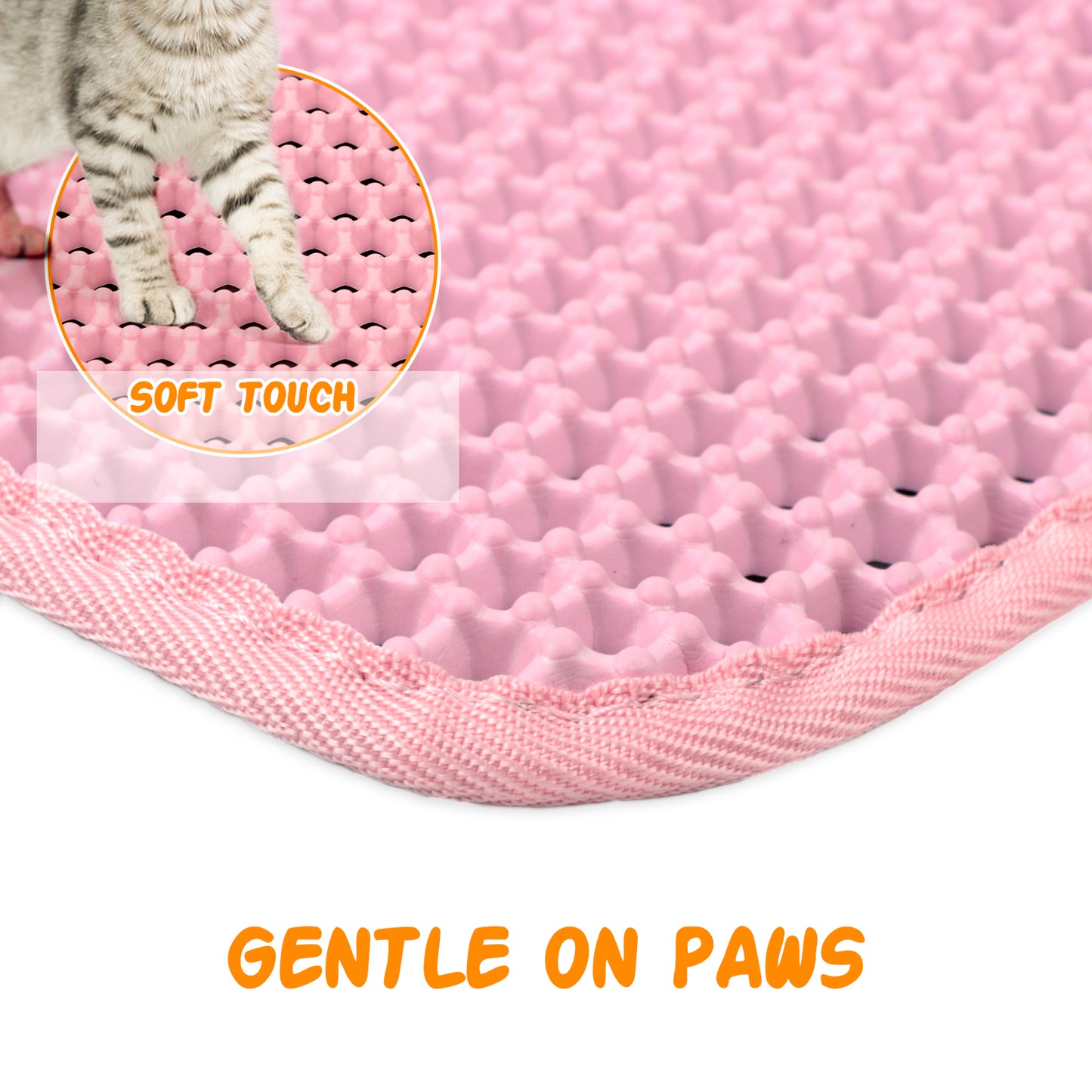 ZALALOVA Cat Litter Mat Kitty Litter Mat for Litter Box, 24 x 15 inch Honeycomb Easy to Clean, Soft on Paws, Non-Slip, Waterproof Cat Mat (Pink)
