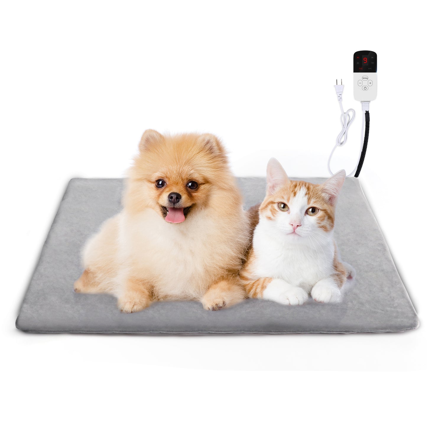 ZALALOVA Pet Heating Pad for Dogs Cats Heating Pad Indoor Electric with Timer, 9 Level Temperature Dog Heating Pad Waterproof Heated Dog Pad Mat(24"x18")