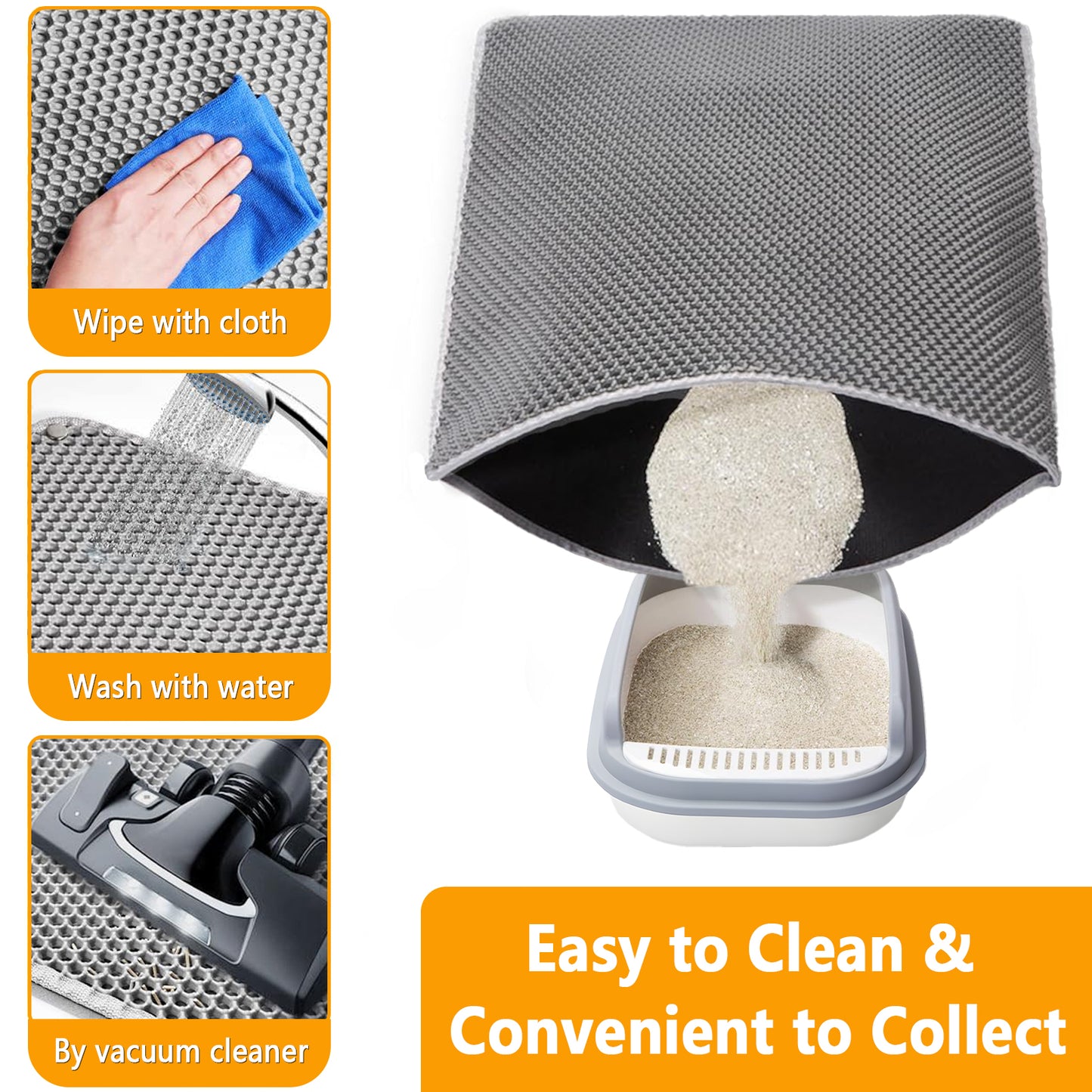 Cat Litter Mat - Extra Large XL 35" x 47" Litter Trapping Mat for Cat-XXL Litter box Matt for Floor-2 Layer Catcher Rug for Pet kitty Litterbox-Waterproof Urine Proof,Non-Slip (Grey)