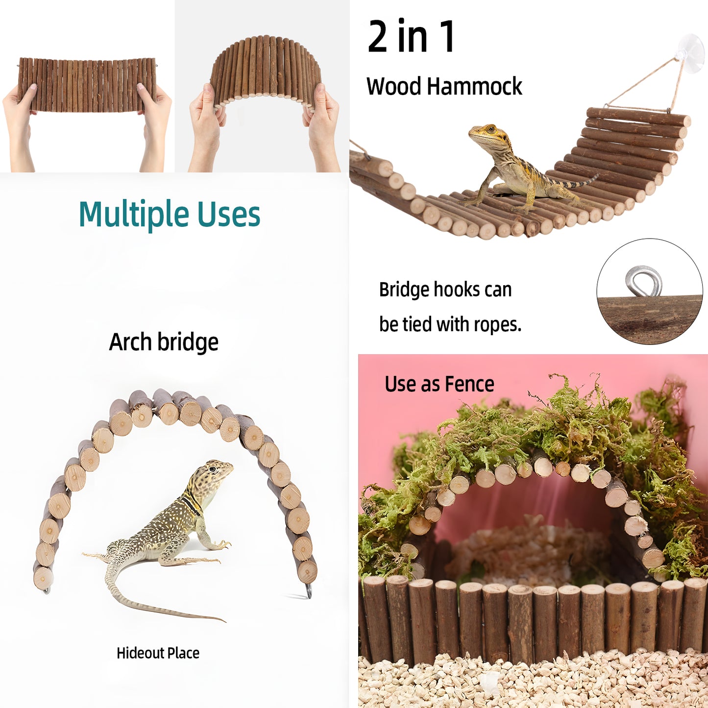 ZALALOVA Bearded Dragon Tank Accessories, Include Reptile Mat Hammock Plants Bridge Jungle Climber Vines Terrarium Decorations for Bearded Dragon Lizard Snake (10 PCS with Reptile Mat)