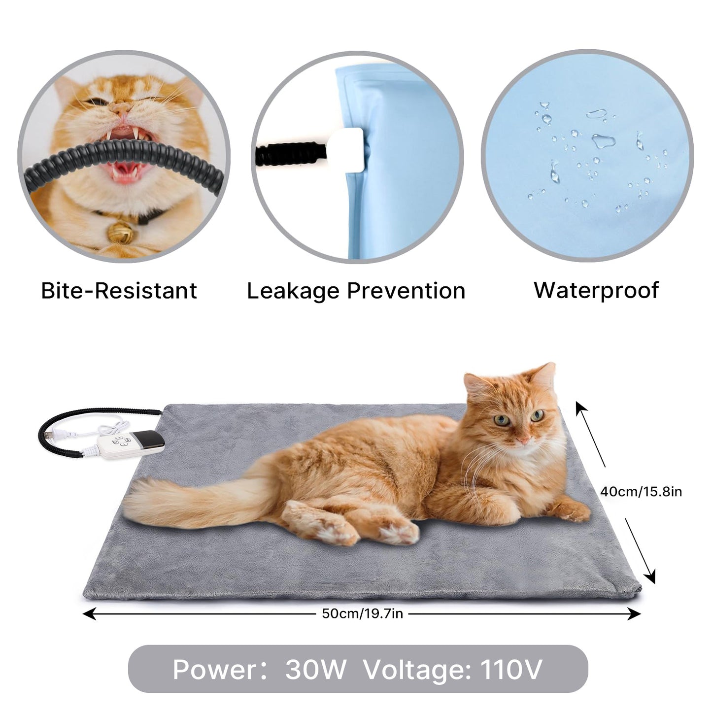 ZALALOVA Pet Heating Pad for Dogs,20x16in Cats Heating Pad Indoor Electric with Timer, 9 Level Temperature Dog Heating Pad Waterproof Heated Dog Pad Mat