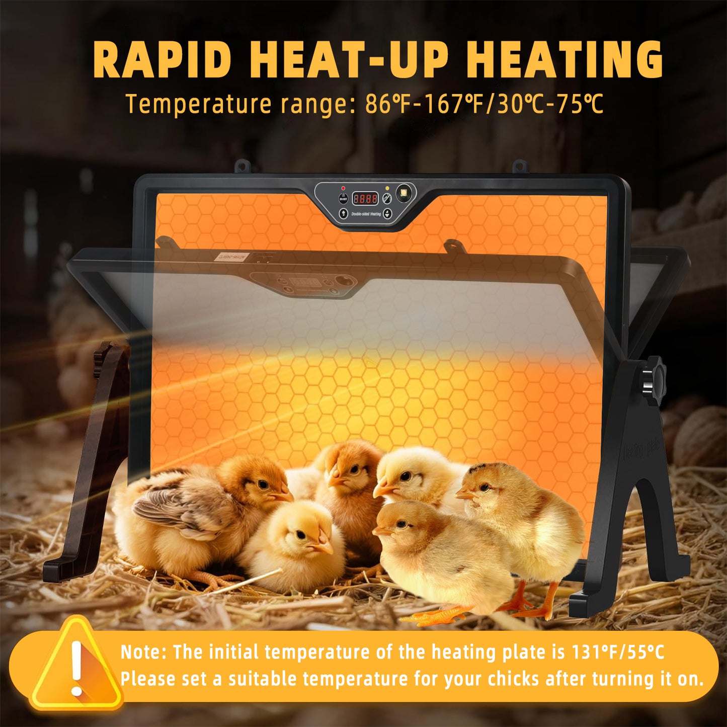 Zalalova 16.5" x 12" Chicken Brooder Heater, Dual-Heating Chick Heating Plate for Brooders with Remote Control, Adjustable Temperature & Height,Chicken Warmer for Poultry- up to 45 Chicks