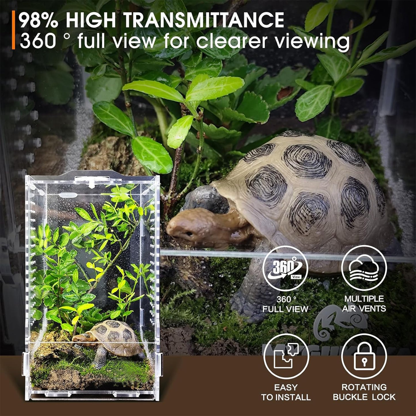 ZALALOVA Acrylic Jumping Spider Enclosure - Insect Terrarium for Spiders, Reptiles Habitat for Praying Mantis, Tarantula, Snail, Hermit Crab, Frog