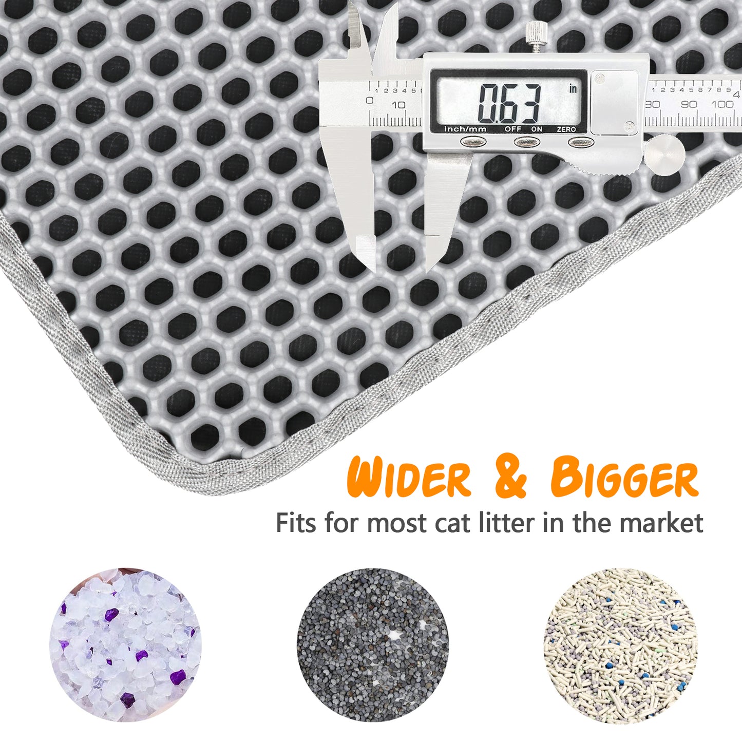 ZALALOVA Cat Litter Mat, 36 x 24 inch Washable Cat Litter Trapping Mat, Extra Large XL Honeycomb Double Layer Cat Mat, Urine & Waterproof Kitty Litter Mat (Gray)