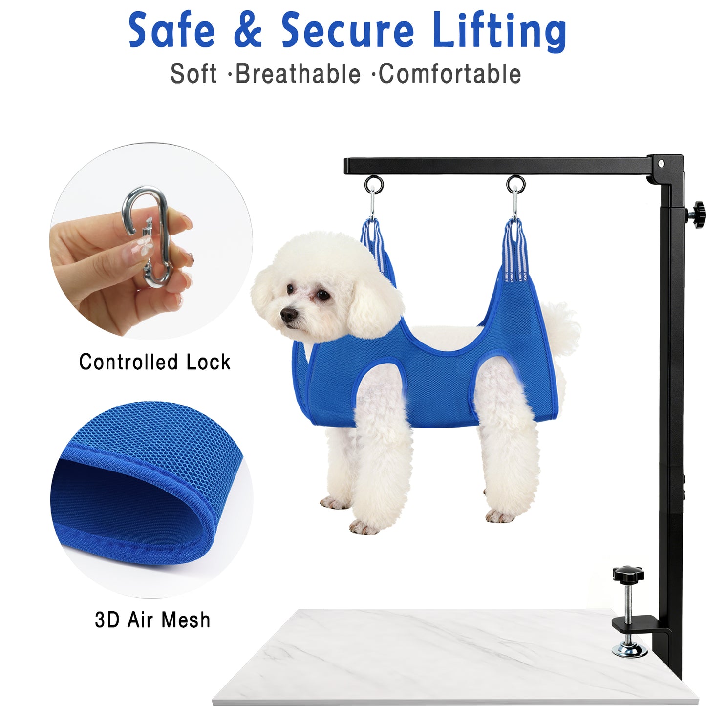 ZALALOVA Foldable Dog Grooming Arm with Clamp, 27-37" Adjustable Height, Dog Grooming Table and No-Sit Holder, Restraint for Small Medium Pet at Home or Salon