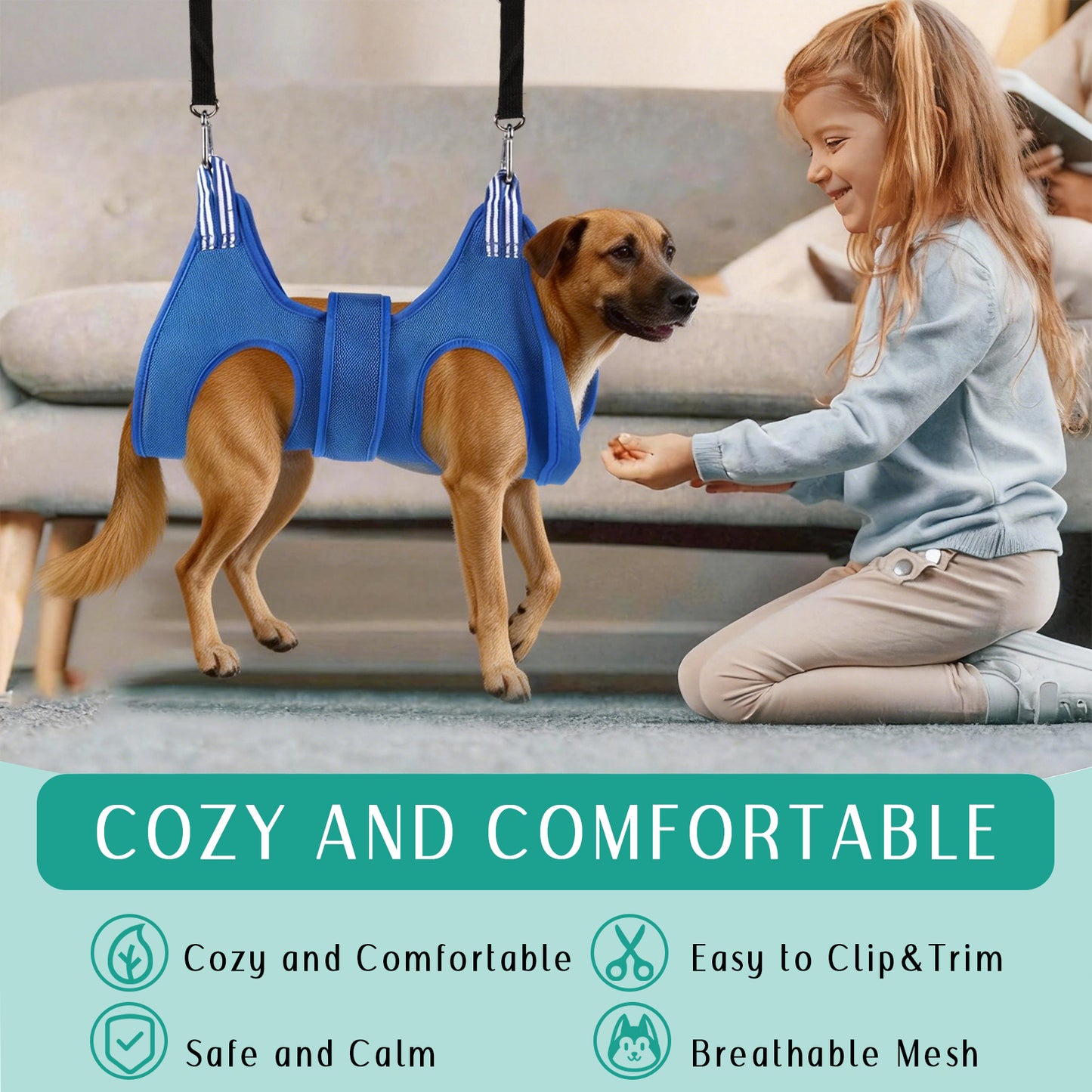 ZALALOVA Dog Grooming Hammock, Large Medium Dogs Hanging Harness Holder Hanger for Nail Clipping,Nail Trimming Hammock,Dog Sling Restraint for Claw Care
