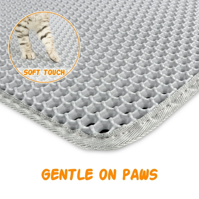 ZALALOVA Cat Litter Mat Kitty Litter Mat for Litter Box, 24 x 15 inch Honeycomb Easy to Clean, Soft on Paws, Non-Slip, Waterproof Cat Mat (Gray)