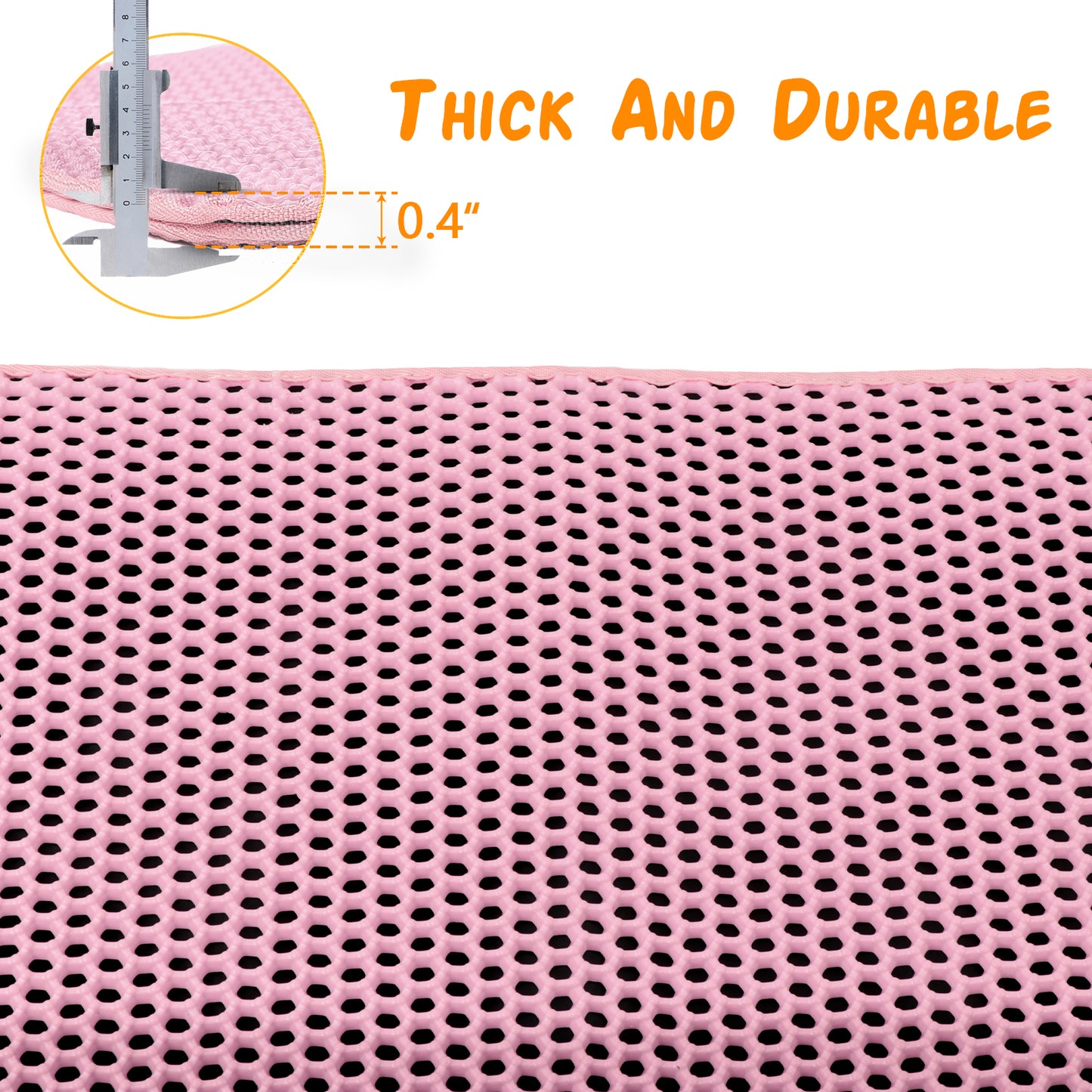 ZALALOVA Cat Litter Mat Kitty Litter Mat for Litter Box, 24 x 15 inch Honeycomb Easy to Clean, Soft on Paws, Non-Slip, Waterproof Cat Mat (Pink)