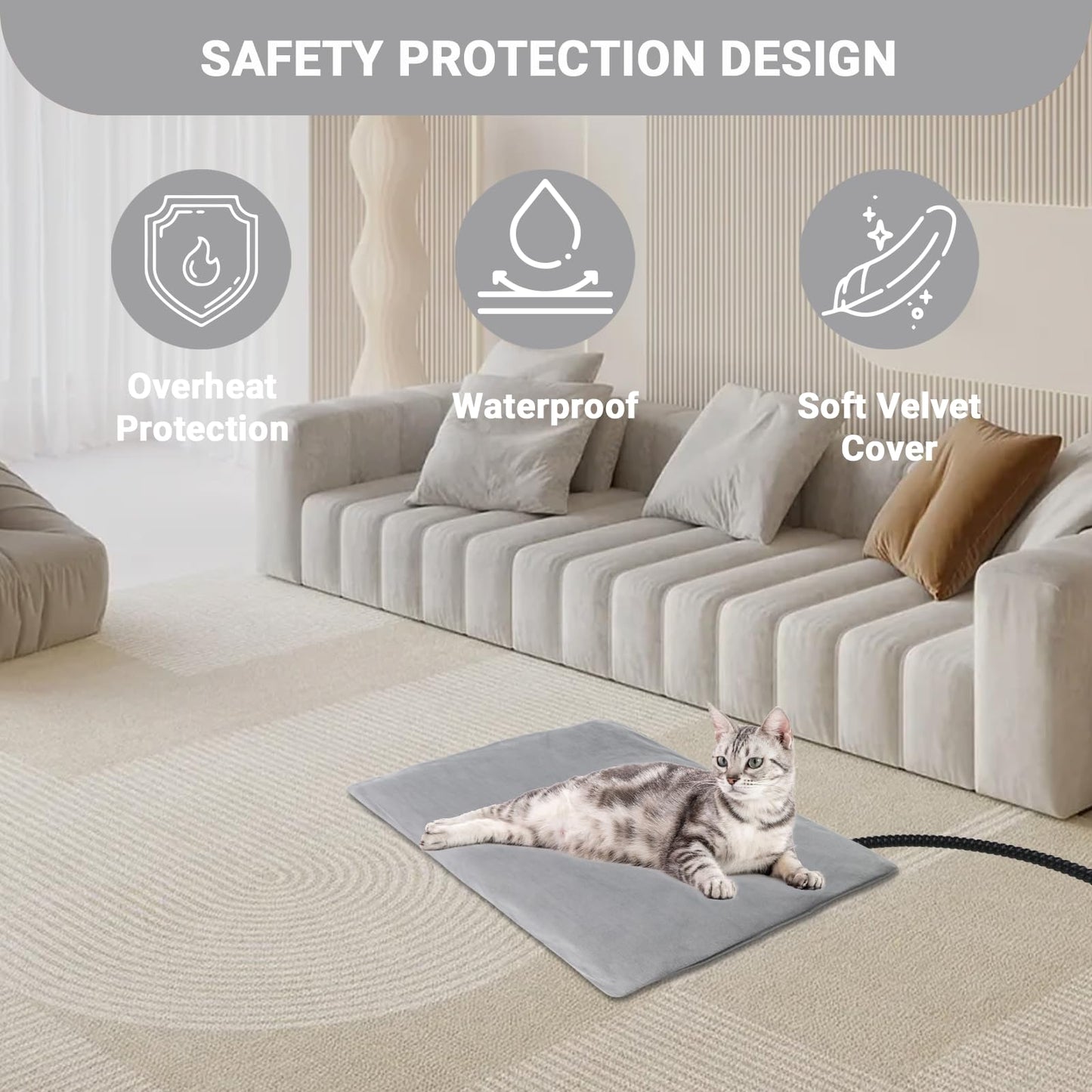 ZALALOVA Pet Heating Pad for Dogs Cats Heating Pad Indoor Electric with Timer, 9 Level Temperature Dog Heating Pad Waterproof Heated Dog Pad Mat(24"x18")