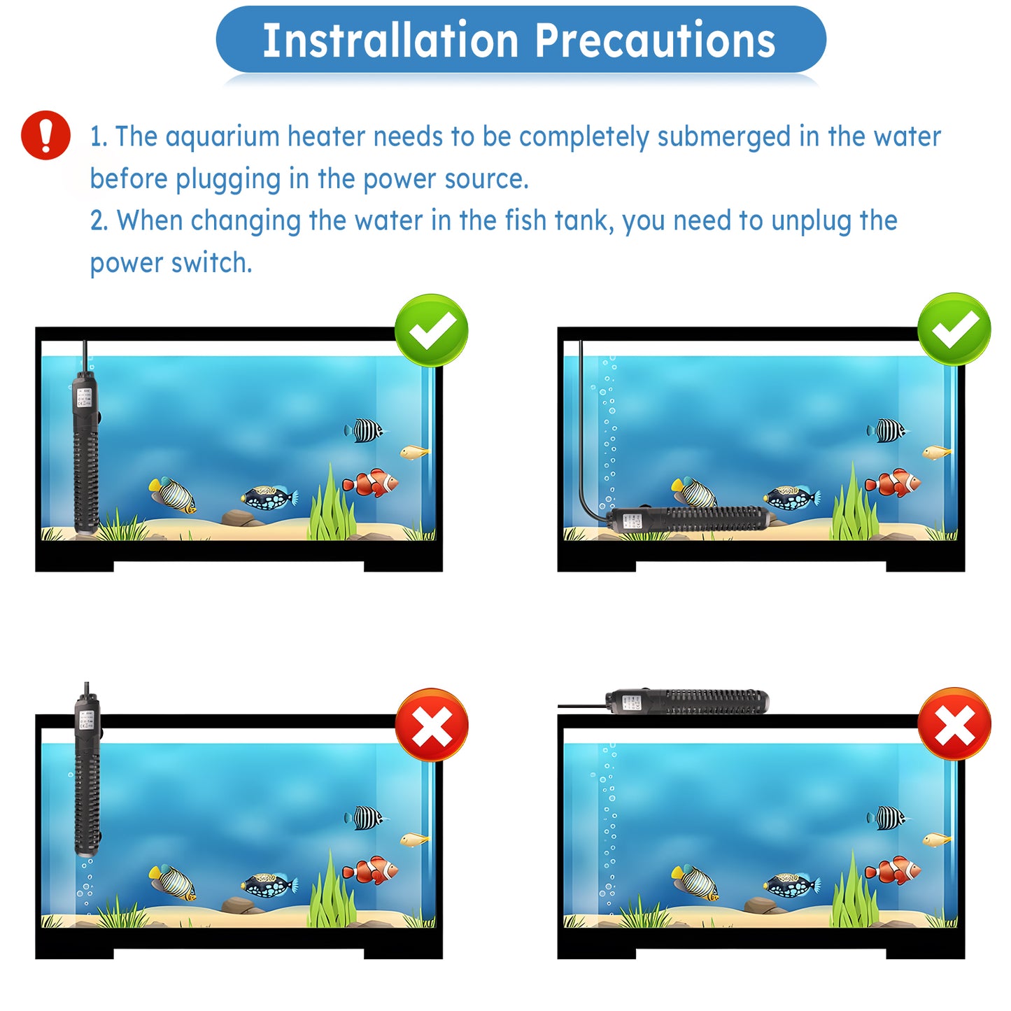 ZALALOVA Aquarium Heater, 300W Fish Tank Heater with LED Digital Display with Over-Temperature Protection, Submersible Aquarium Heater with 2 Suction Cup for Saltwater and Freshwater