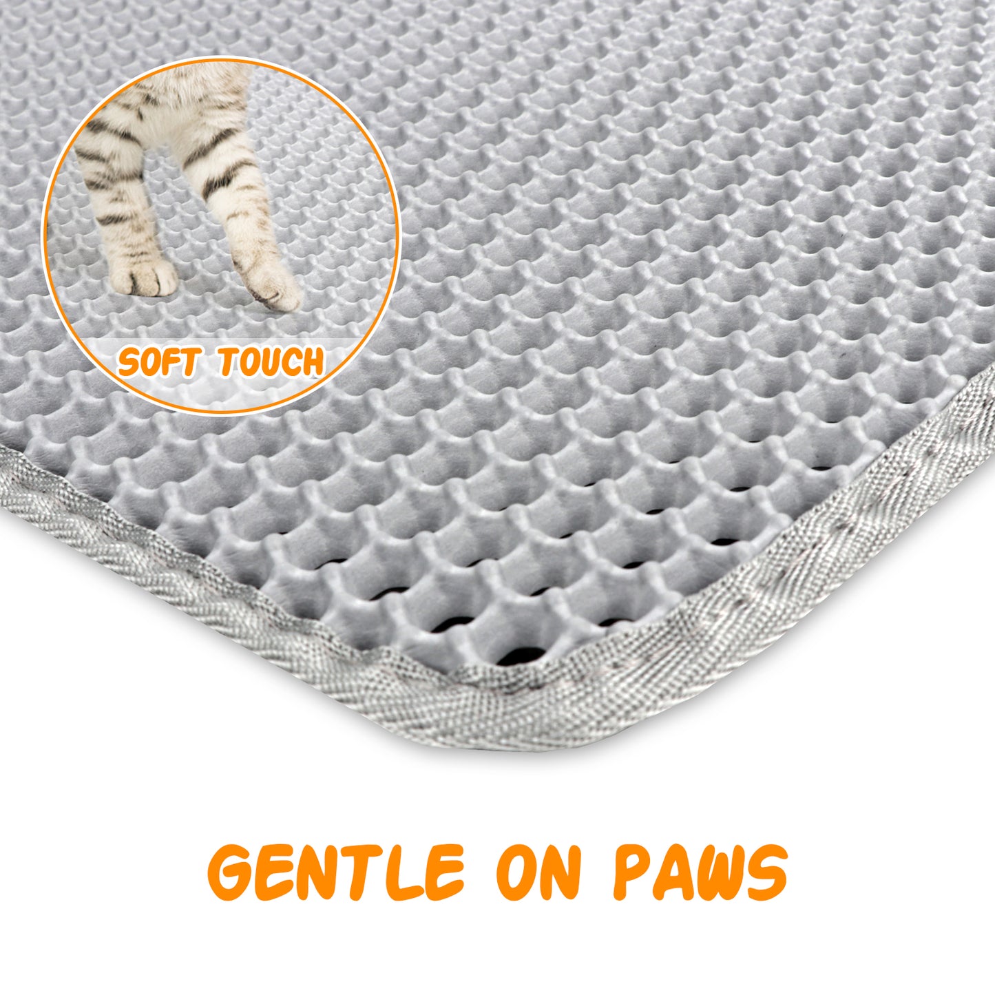 ZALALOVA Cat Litter Mat, 36 x 24 inch Washable Cat Litter Trapping Mat, Extra Large XL Honeycomb Double Layer Cat Mat, Urine & Waterproof Kitty Litter Mat (Gray)