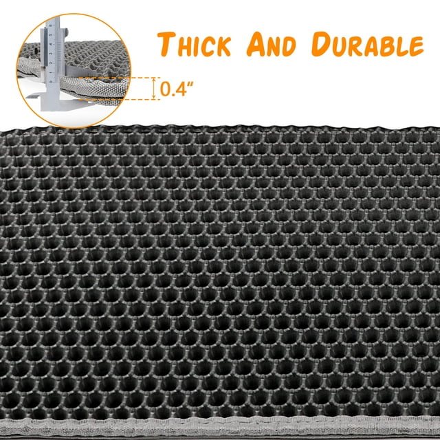 ZALALOVA Cat Litter Mat Kitty Litter Mat for Litter Box, 24 x 15 inch Honeycomb Easy to Clean, Soft on Paws, Non-Slip, Waterproof Cat Mat (Black)