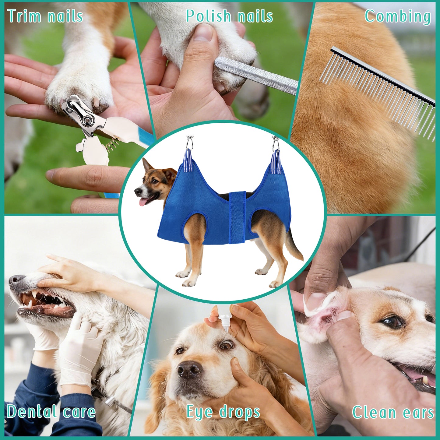 ZALALOVA Dog Grooming Hammock, Large Medium Dogs Hanging Harness Holder Hanger for Nail Clipping,Nail Trimming Hammock,Dog Sling Restraint for Claw Care
