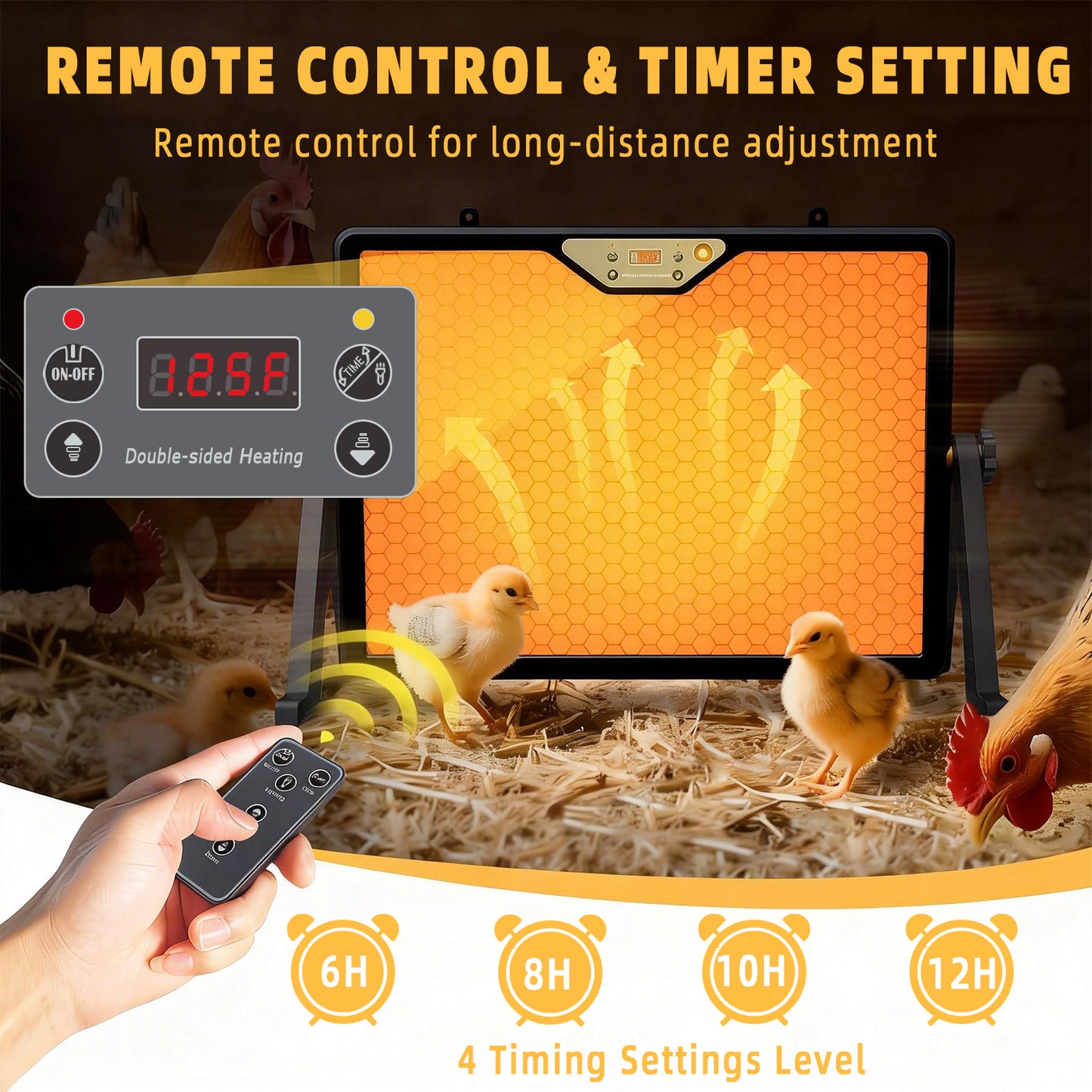 Zalalova 16.5" x 12" Chicken Brooder Heater, Dual-Heating Chick Heating Plate for Brooders with Remote Control, Adjustable Temperature & Height,Chicken Warmer for Poultry- up to 45 Chicks