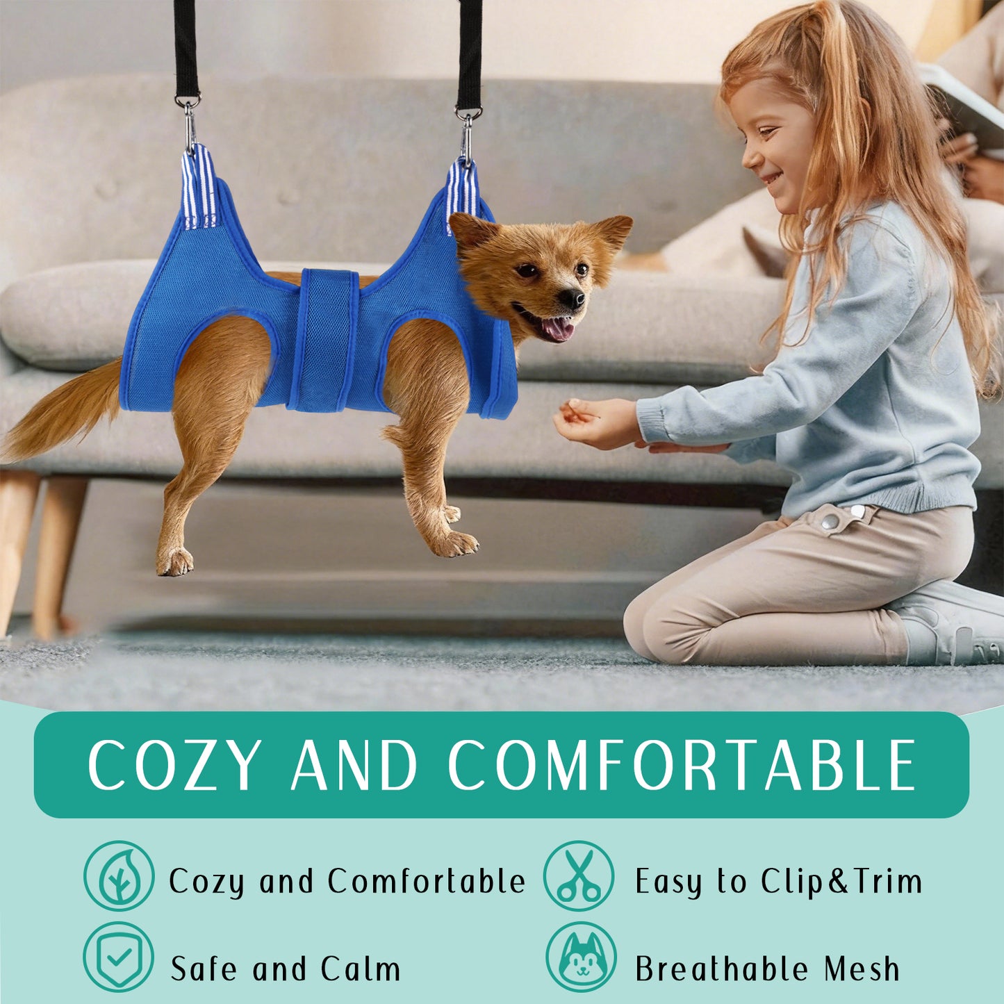 ZALALOVA Dog Grooming Hammock, Small Dogs Hanging Harness Holder Hanger for Nail Clipping,Nail Trimming Hammock,Dog Sling Restraint for Claw Care