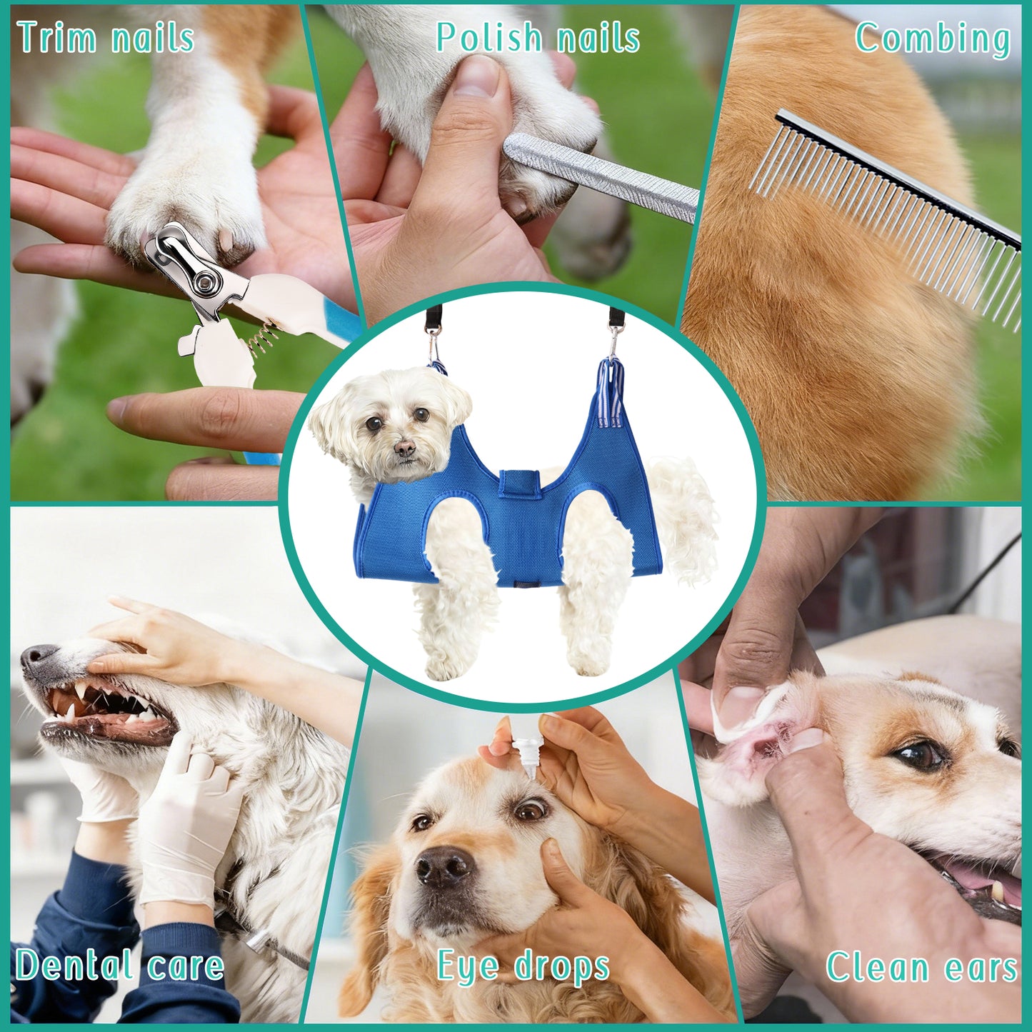 ZALALOVA Dog Grooming Hammock, Small Dogs Hanging Harness Holder Hanger for Nail Clipping,Nail Trimming Hammock,Dog Sling Restraint for Claw Care
