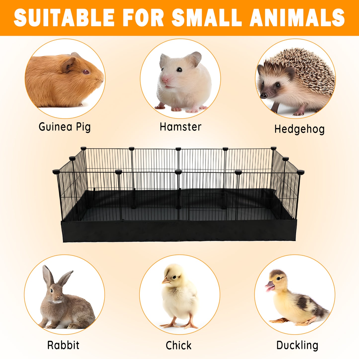 ZALALOVA 12 Panels Guinea Pig Cages,DIY Small Animal Playpen with 900D Oxford Waterproof Liner,48" x 24" x 16" Small Animals Cage Pet Playpen with Door for Bunny Turtle Hedgehog,Indoor Outdoor Porta