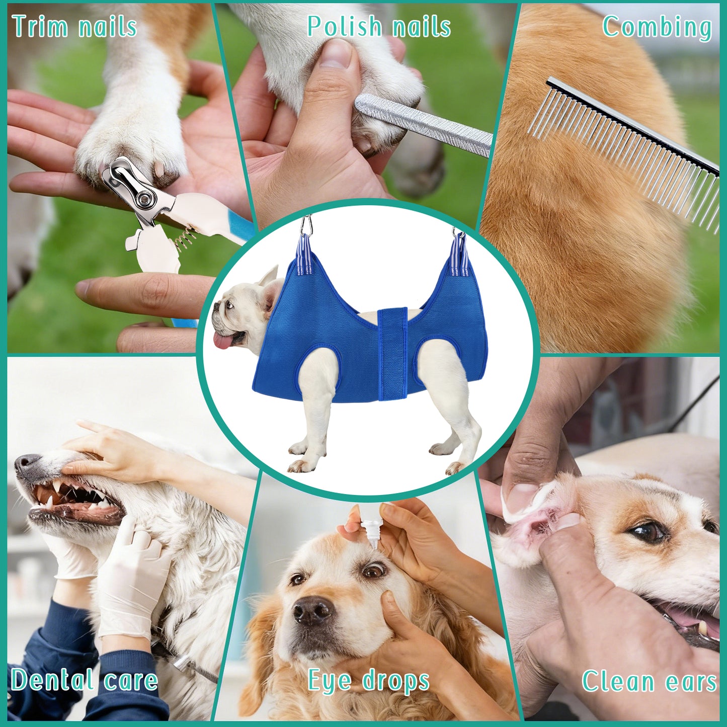 ZALALOVA Dog Grooming Hammock, Small Medium Dogs Hanging Harness Holder Hanger for Nail Clipping,Nail Trimming Hammock,Dog Sling Restraint for Claw Care