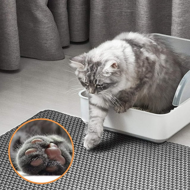 ZALALOVA Cat Litter Mat Kitty Litter Mat for Litter Box, 24 x 15 inch Honeycomb Easy to Clean, Soft on Paws, Non-Slip, Waterproof Cat Mat (Black)